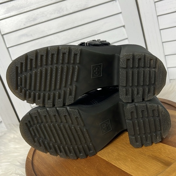 DR. MARTENS l Eviee Sendal Leather Heeled Platform Mary Janes Size 6 - Picture 12 of 13